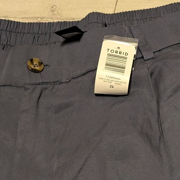 NWT Torrid Slim Taper Stretch Linen Blend Mid-Rise Pants Plus Size Womens Sz 24 - Picture 2 of 3